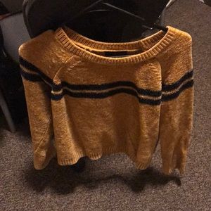 Yellow and blue striped sweater chenille
